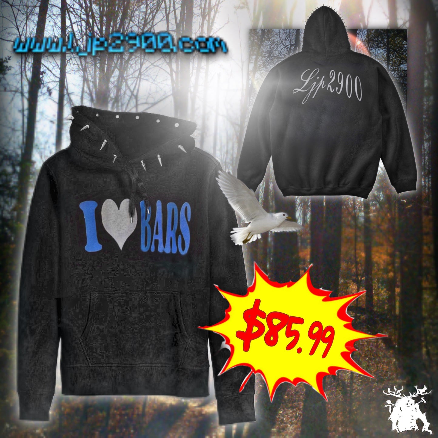 Spiked I Heart Bars Hoodie